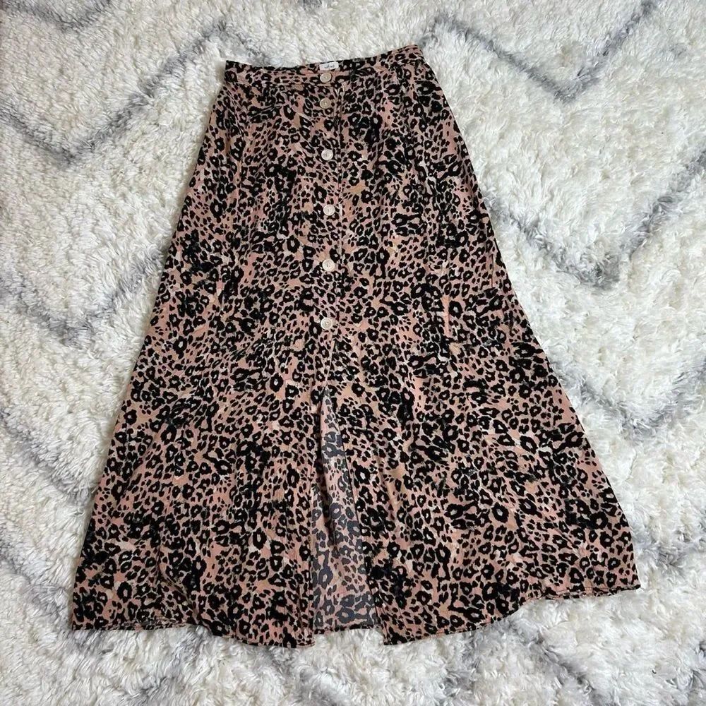 Wilfred Black and Brown Leopard A-Line Skirt
